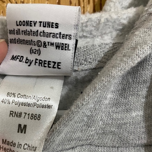 WOMEN’s DISNEY CHARACTER GRAY MULTI “LOONEY TUNES” LONG SLEEVE HOODIE Sz-M - Picture 4 of 5